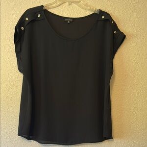 Zenobia black short sleeve blouse. 1XL.